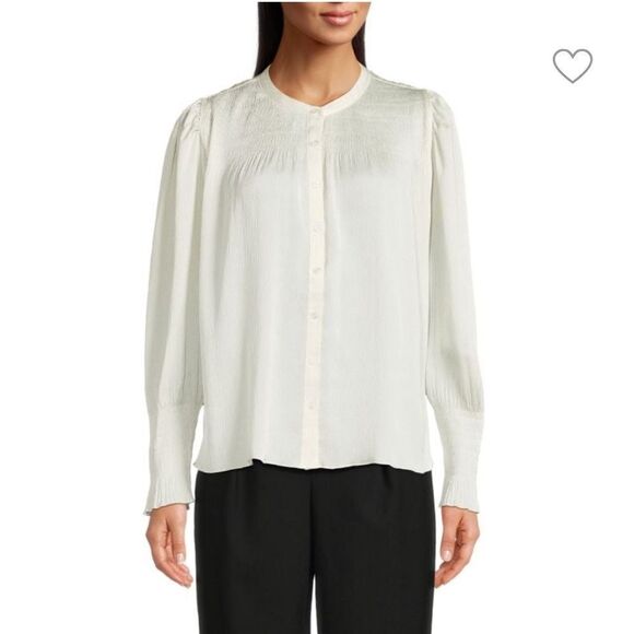 NWT ba&sh White Krizy Pleated Blouse Size 1/Small - Picture 2 of 9